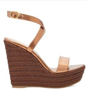 Stuart Weitzman Alex Wedge Liquid Metallic Leather Size 7